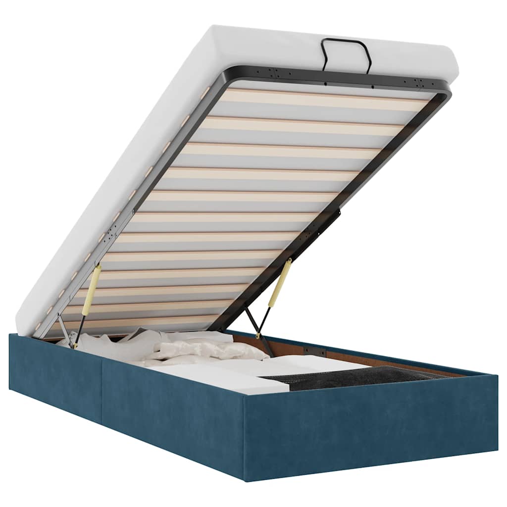 VidaXL Osmanský rám postele bez matrace tmavě modrá 90x190 cm samet