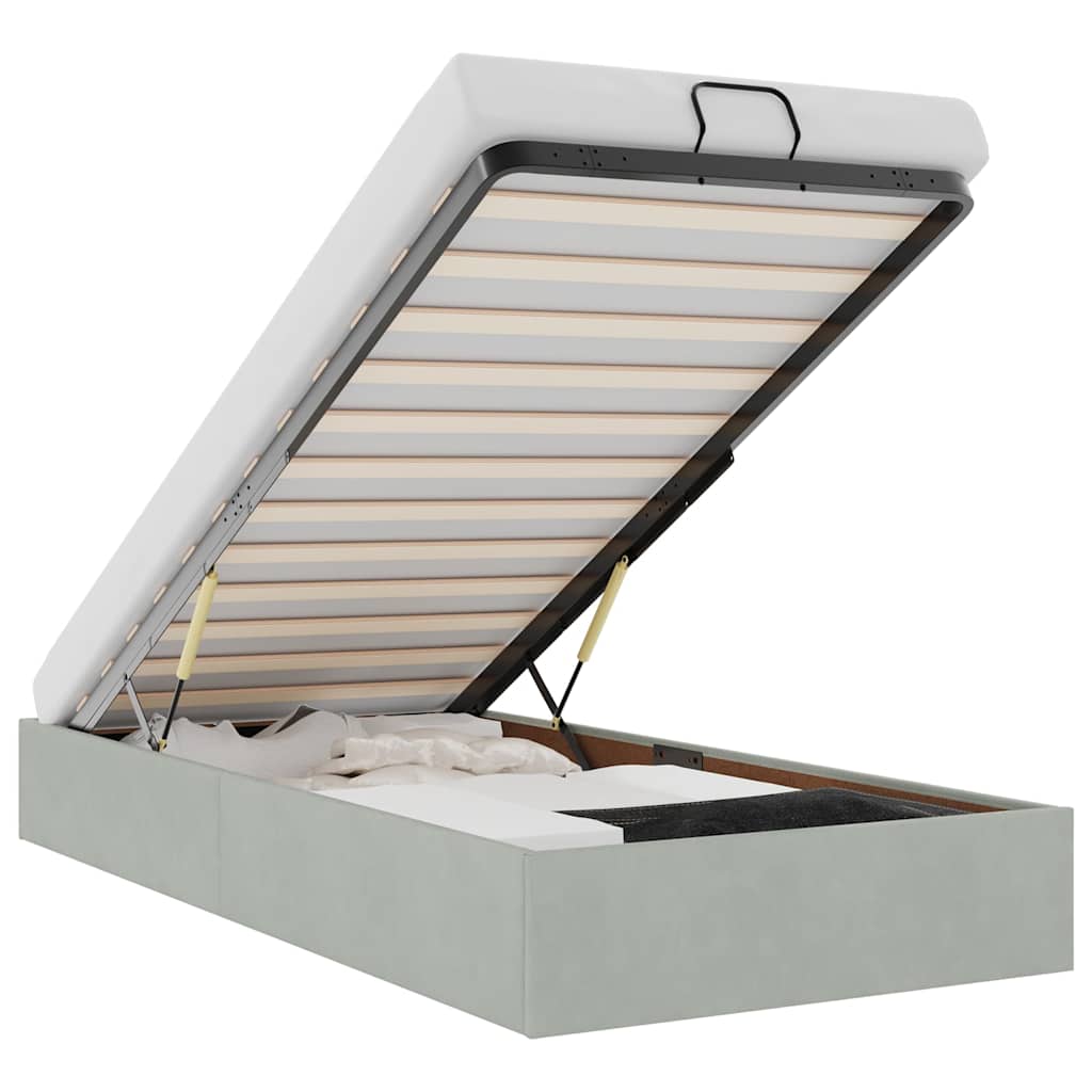 Thumbnail - vidaXL Ottoman-Bett ohne Matratze Hellgrau 90x200 cm Samt