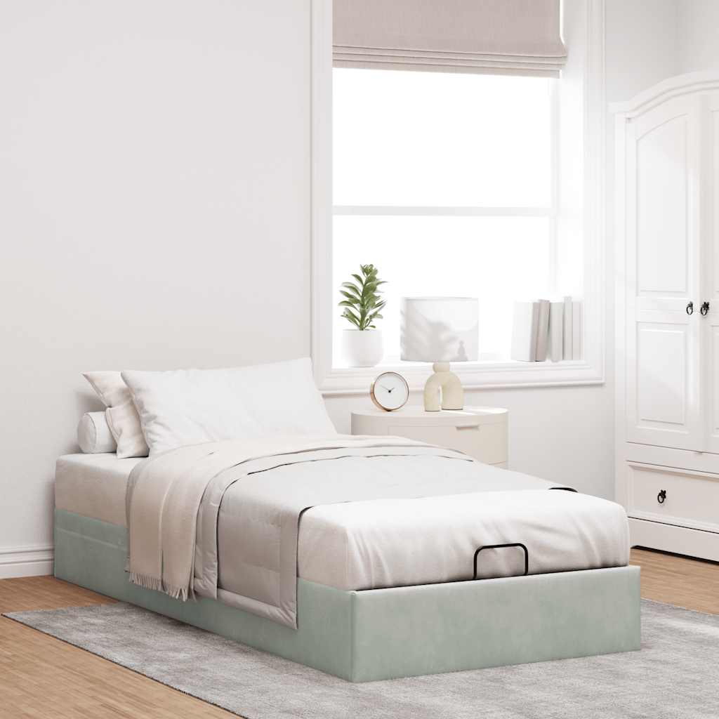 Thumbnail - vidaXL Ottoman-Bett ohne Matratze Hellgrau 90x200 cm Samt