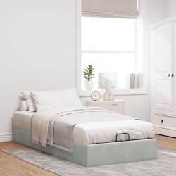 vidaXL Ottoman Bed Frame Sem Colch&atilde;o Cinzento Claro 90x200 cm Veludo