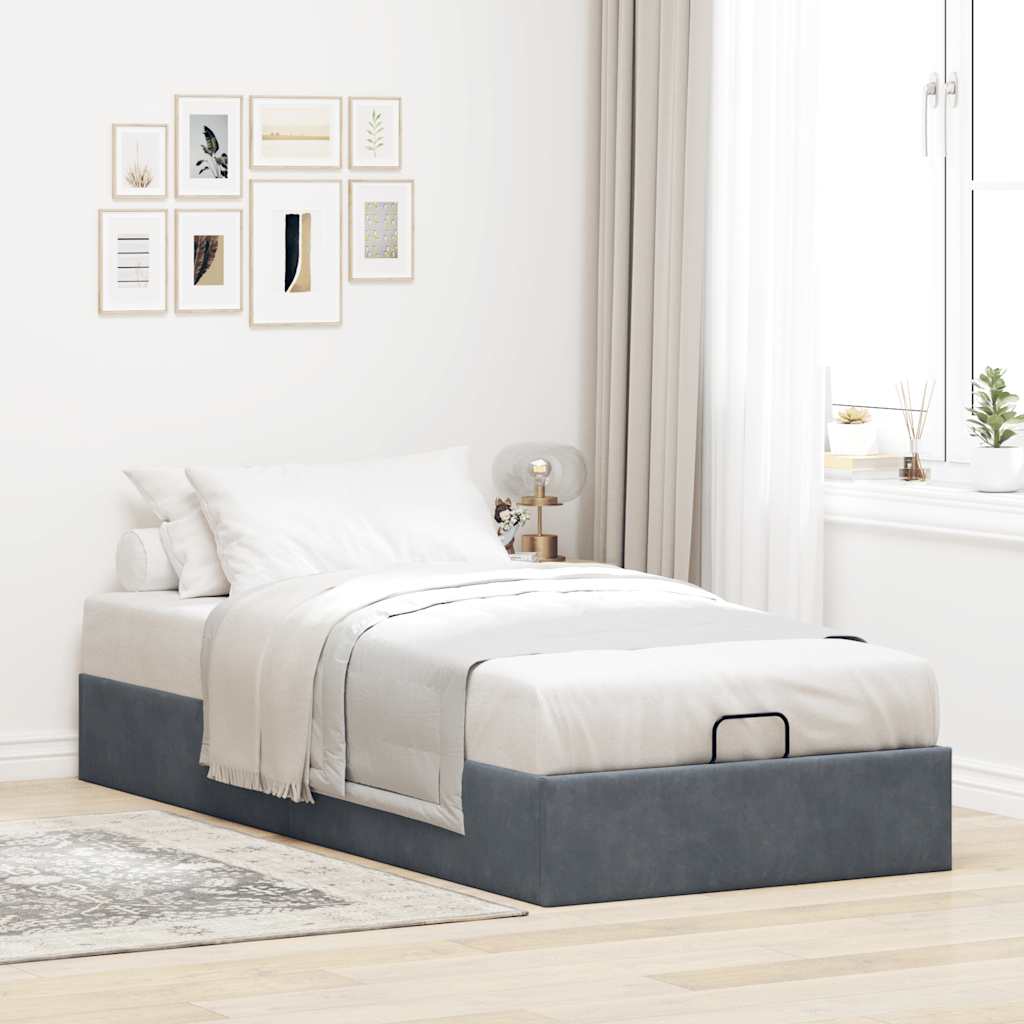 vidaXL Bedframe zonder matras 90x200 cm fluweel donkergrijs afbeelding
