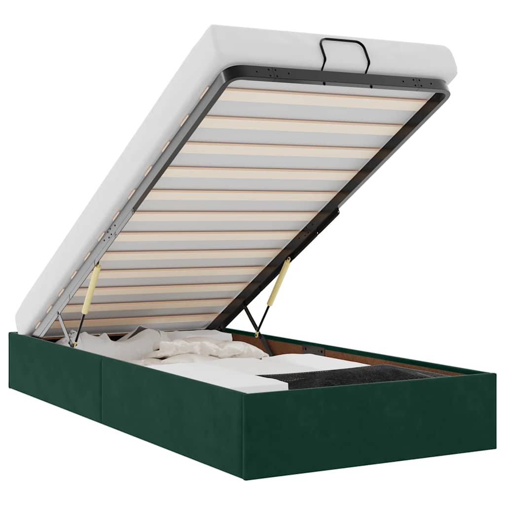 E-shop vidaXL Osmanský rám postele bez matraca tmavozelená 90x200 cm zamat
