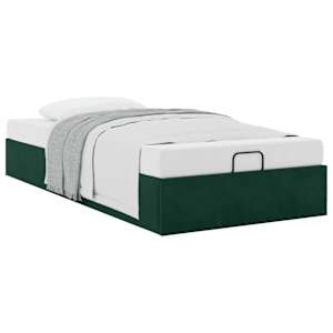 Osmanský rám postele bez matrace tmavě zelené 90x200 cm samet - obrázek 5