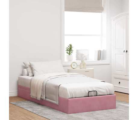 vidaXL Cadre de lit ottoman sans matelas rose 90x200 cm velours