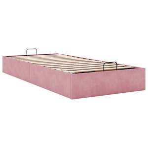 Osmanský rám postele bez matrace růžová 90x200 cm samet - obrázek 6