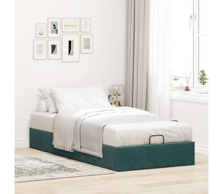 vidaXL Ottoman Bed Frame Sem Colchão Verde Escuro 100x200 cm Veludo