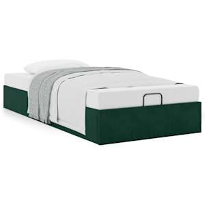 Osmanský rám postele bez matrace tmavě zelené 100x200 cm samet - obrázek 4