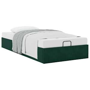 Osmanský rám postele bez matrace tmavě zelené 100x200 cm samet - obrázek 5