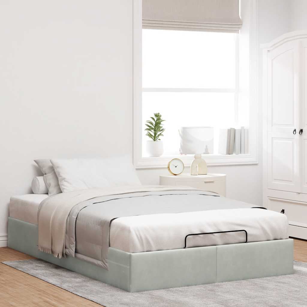 vidaXL Bedframe zonder matras 120x190 cm fluweel lichtgrijs afbeelding