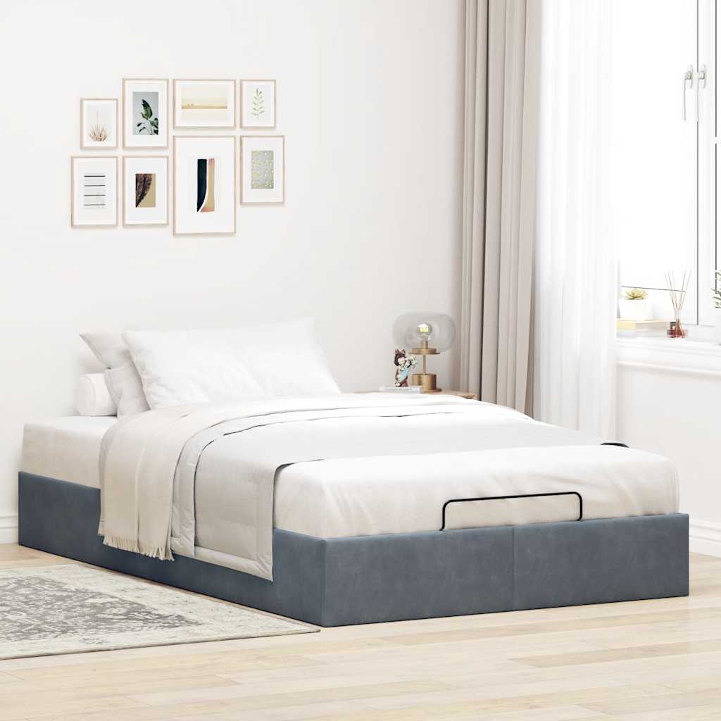 vidaXL Bedframe zonder matras 120x190 cm fluweel donkergrijs grijs, foto 2