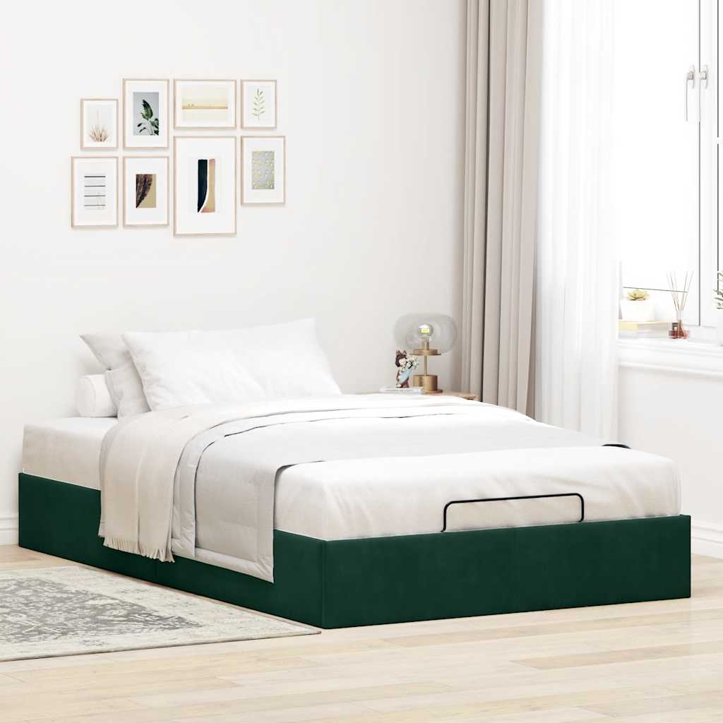 vidaXL Bedframe zonder matras 120x190 cm fluweel donkergroen groen, foto 2