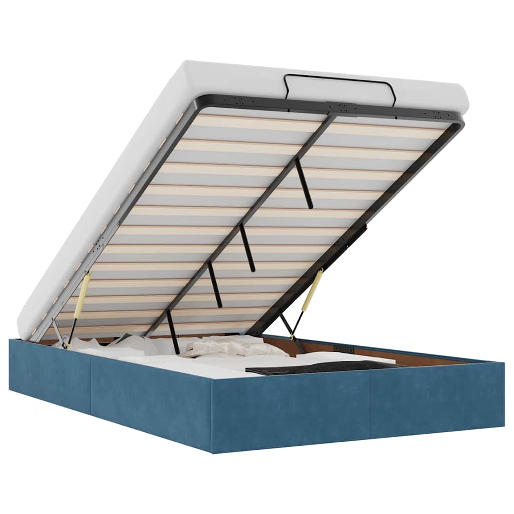 Thumbnail - vidaXL Ottoman-Bett ohne Matratze Dunkelblau 120x190 cm Samt