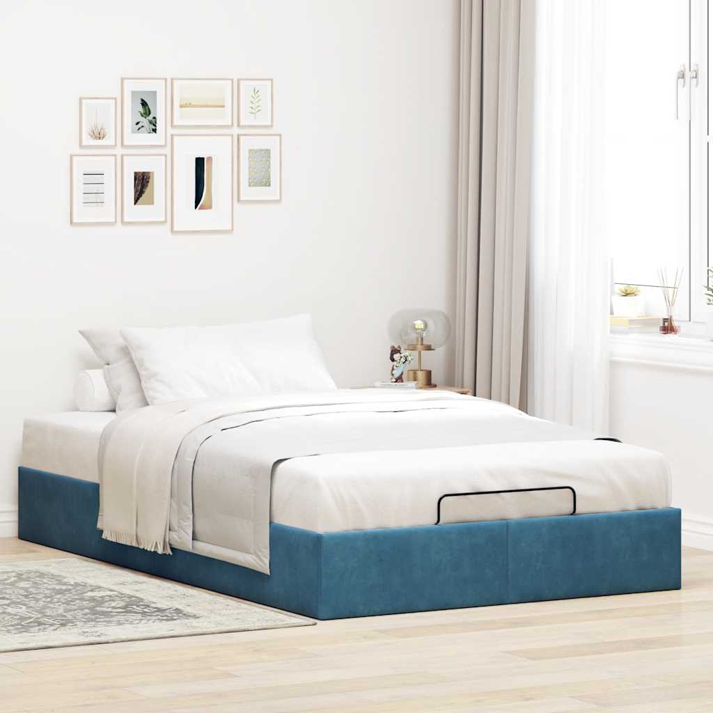 vidaXL Bedframe zonder matras 120x190 cm fluweel donkerblauw afbeelding