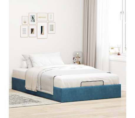 vidaXL Bedframe zonder matras 120x190 cm fluweel donkerblauw