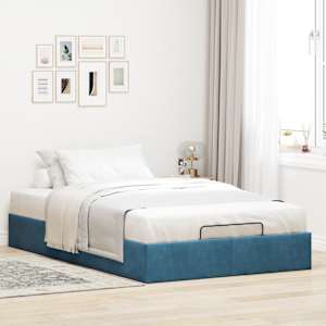 vidaXL Bedframe zonder matras 120x190 cm fluweel donkerblauw