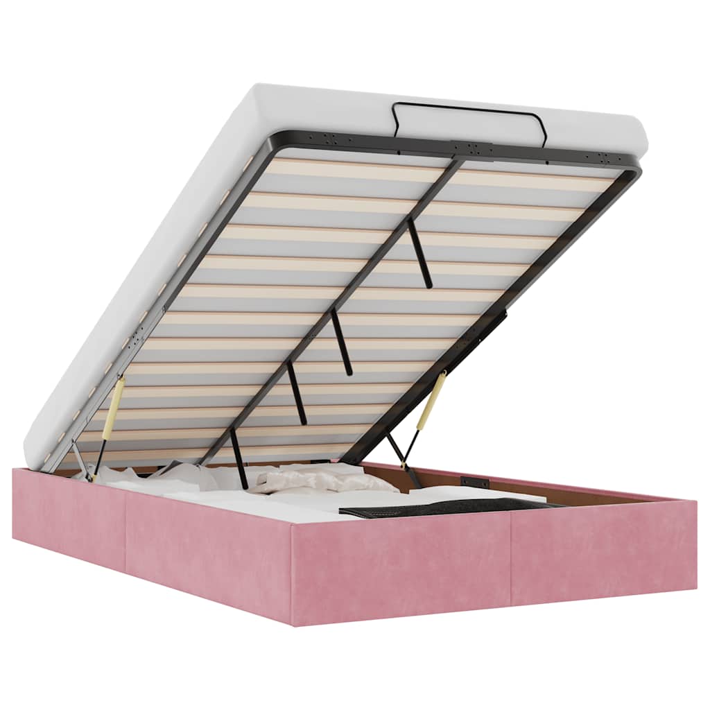 Thumbnail - vidaXL Ottoman-Bett ohne Matratze Rosa 120x190 cm Samt