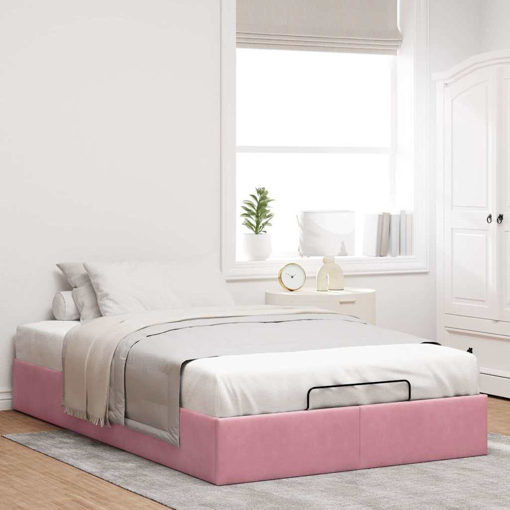 vidaXL Bedframe zonder matras 120x190 cm fluweel roze afbeelding
