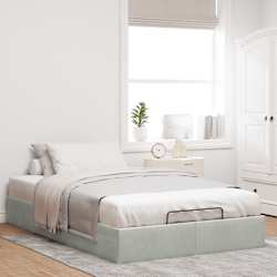 vidaXL Otomano Bed Frame No Colch&atilde;o Cinzento Claro 120x200 cm Veludo