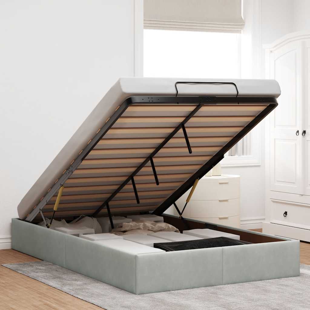 vidaXL Ottoman-Bett ohne Matratze Hellgrau 120x200 cm Samt