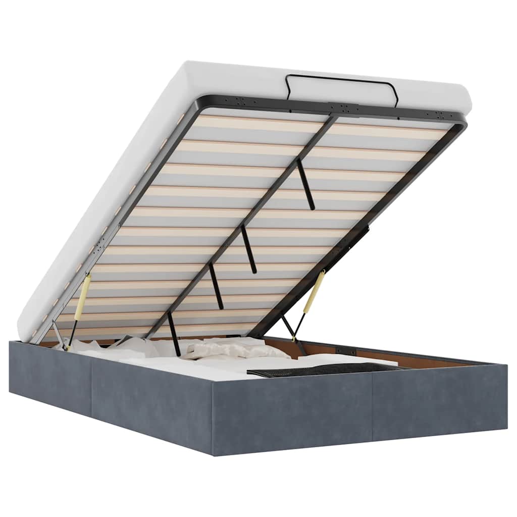 Thumbnail - vidaXL Ottoman-Bett ohne Matratze Dunkelgrau 120x200 cm Samt