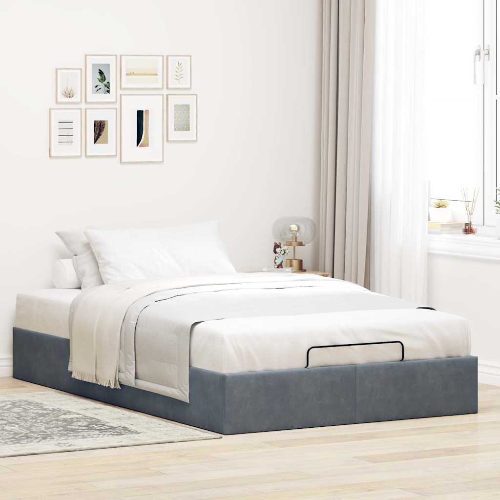 vidaXL Bedframe zonder matras 120x200 cm fluweel donkergrijs grijs, foto 2