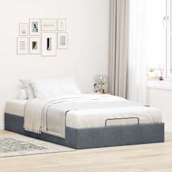 vidaXL Otomano Bed Frame No Colch&atilde;o Cinzento Escuro 120x200 cm Veludo