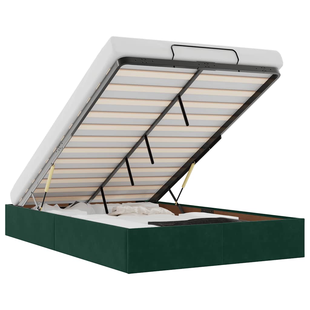 Thumbnail - vidaXL Ottoman-Bett ohne Matratze Dunkelgrün 120x200 cm Samt