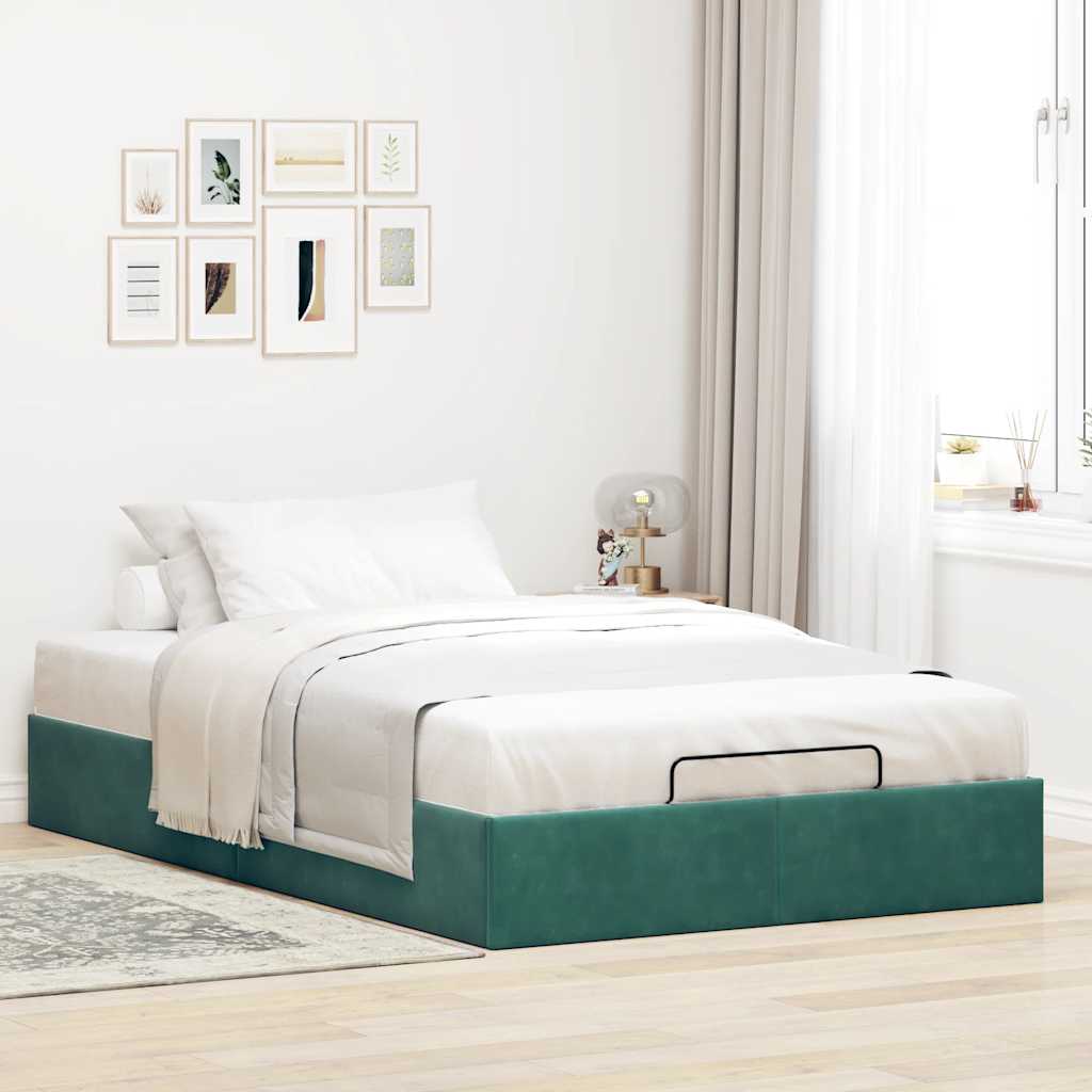 vidaXL Ottoman bedframe zonder matras 120x200 cm fluweel donkergroen afbeelding