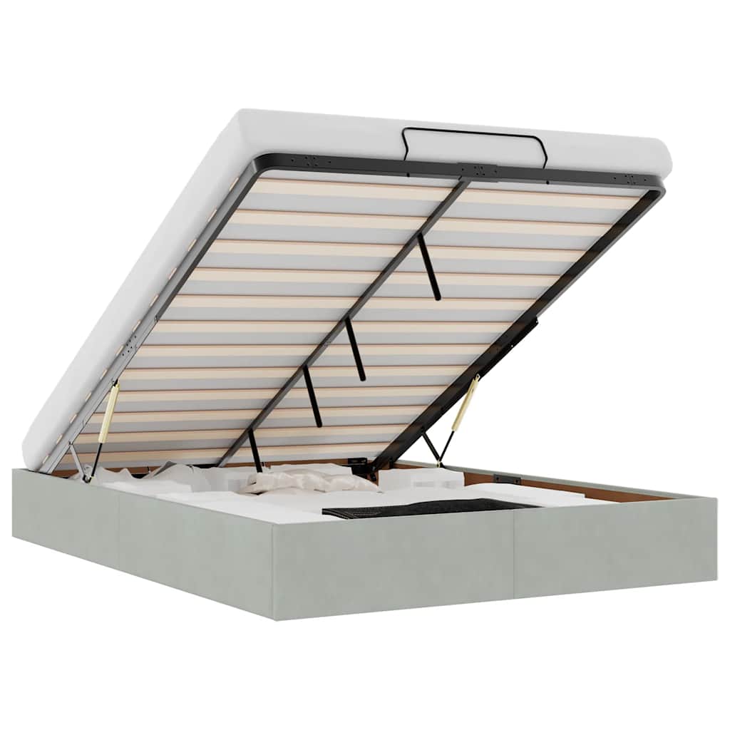 Thumbnail - vidaXL Ottoman-Bett ohne Matratze Hellgrau 140x190 cm Samt