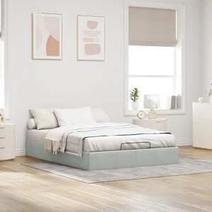 vidaXL Otomano Bed Frame No Colch&atilde;o Cinzento Claro 140x190 cm Veludo