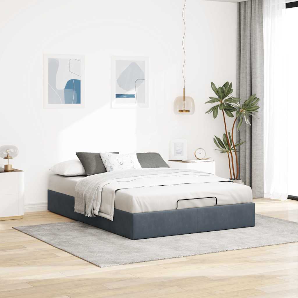 vidaXL Ottoman bedframe zonder matras 140x190 cm fluweel donkergrijs grijs, foto 2