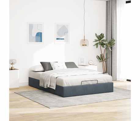 vidaXL Estrutura de cama otomana sem colch&atilde;o 140x190cm cinzento escuro