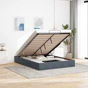 Otomanski posteljni okvir brez vzmetnice Temno siva 140x190 cm