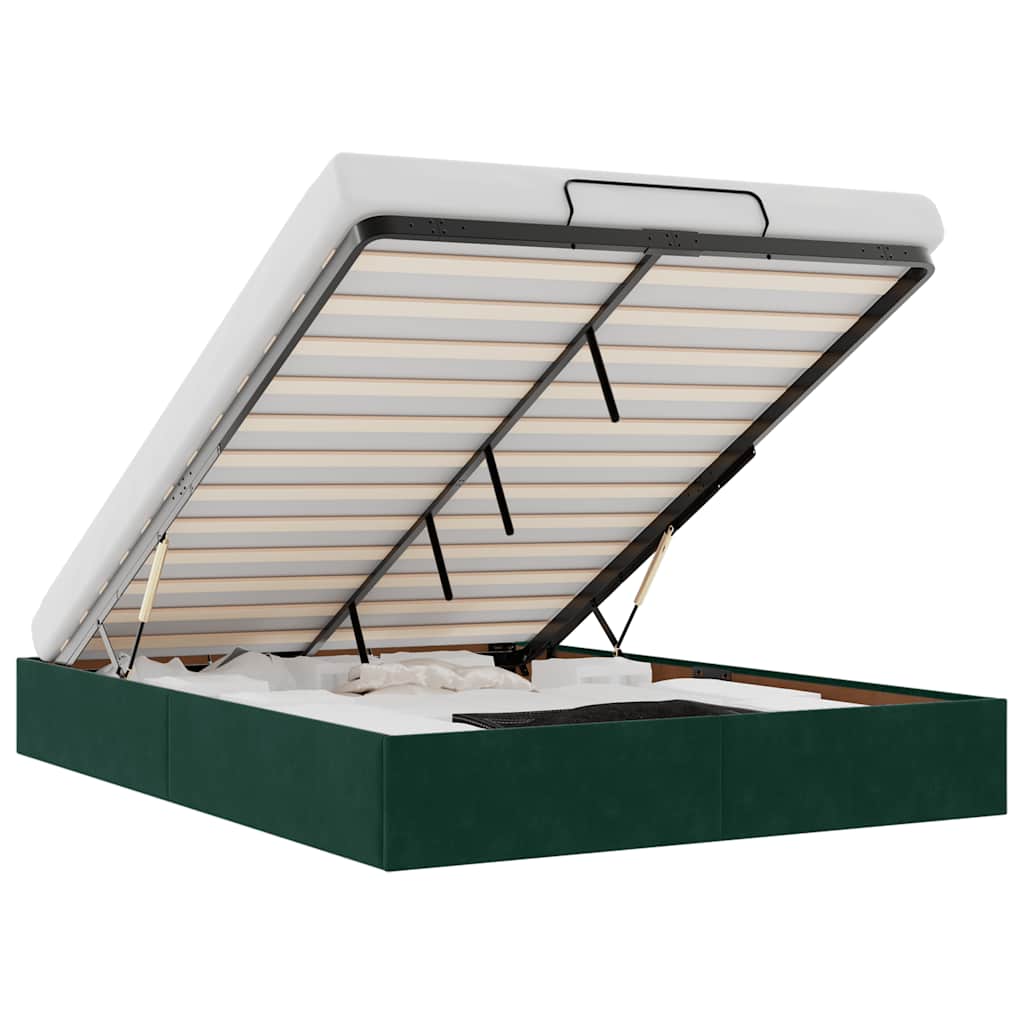 Thumbnail - vidaXL Ottoman-Bett ohne Matratze Dunkelgrün 140x190 cm Samt