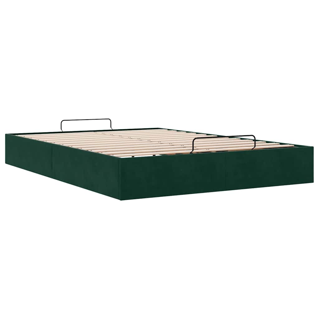 vidaXL Ottoman bedframe zonder matras 140x190 cm fluweel donkergroen groen, foto 4