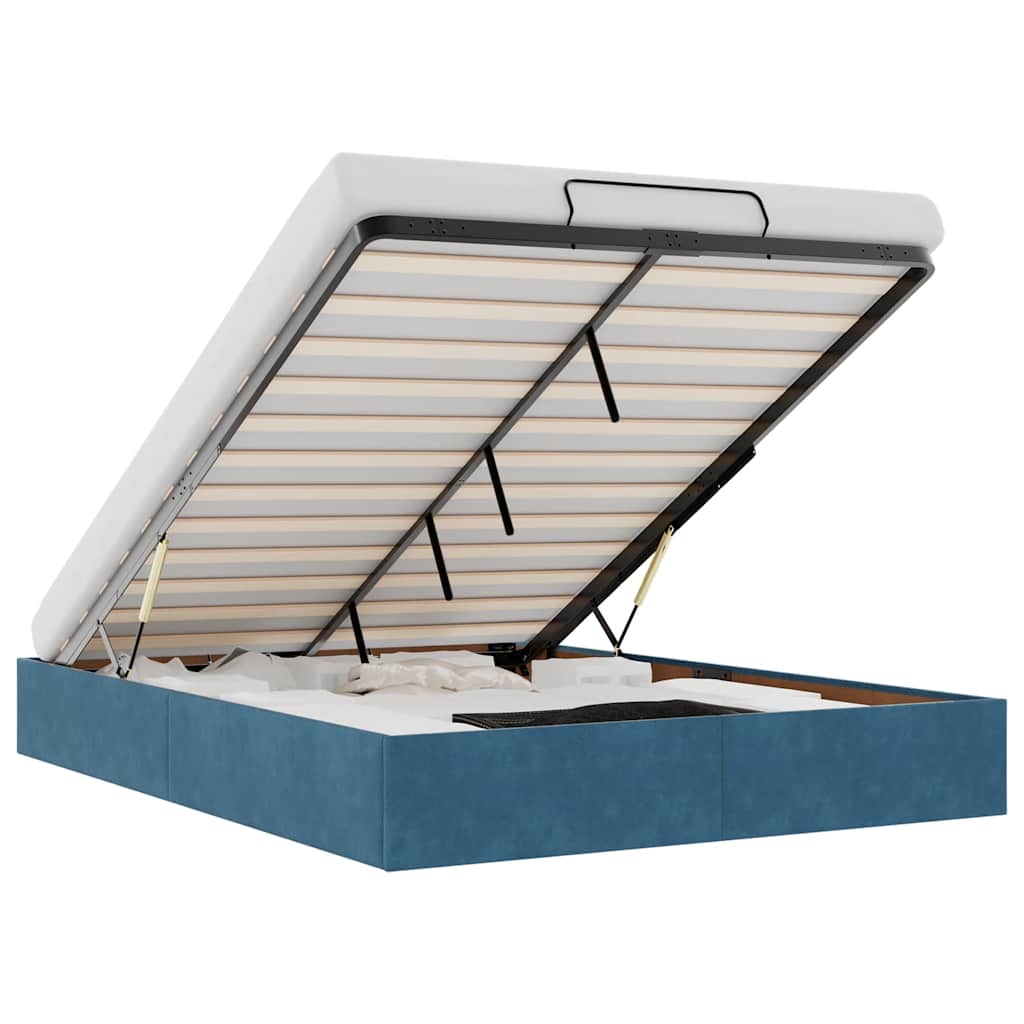 Thumbnail - vidaXL Ottoman-Bett ohne Matratze Dunkelblau 140x190 cm Samt