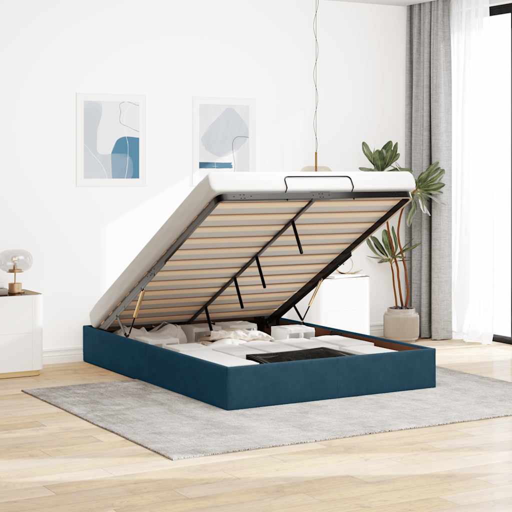 vidaXL Ottoman-Bett ohne Matratze Dunkelblau 140x190 cm Samt