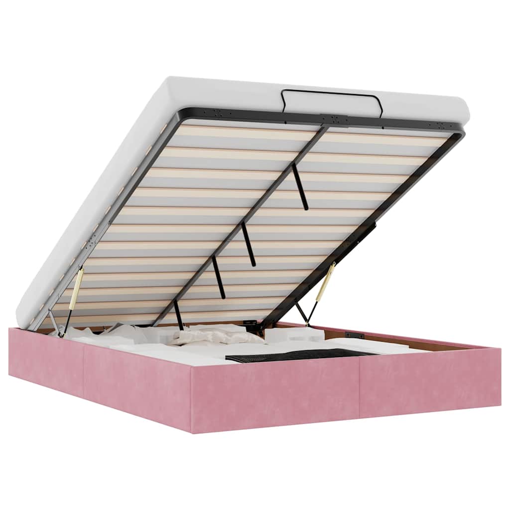 Thumbnail - vidaXL Ottoman-Bett ohne Matratze Rosa 140x190 cm Samt