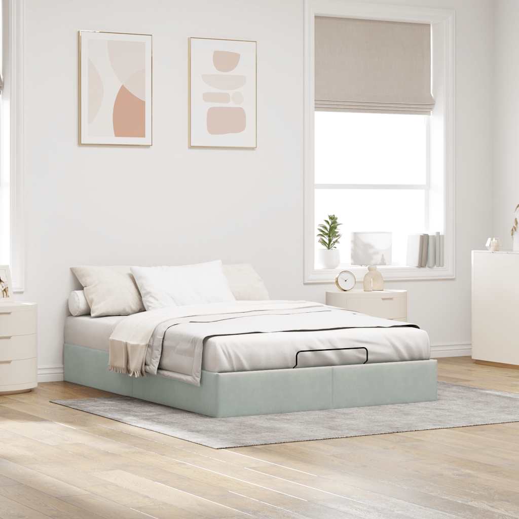 Thumbnail - vidaXL Ottoman-Bett ohne Matratze Hellgrau 140x200 cm Samt