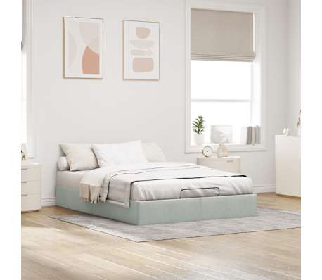 vidaXL osmannisk sengeramme uden madras 140x200 cm fl&oslash;jl lysegr&aring;