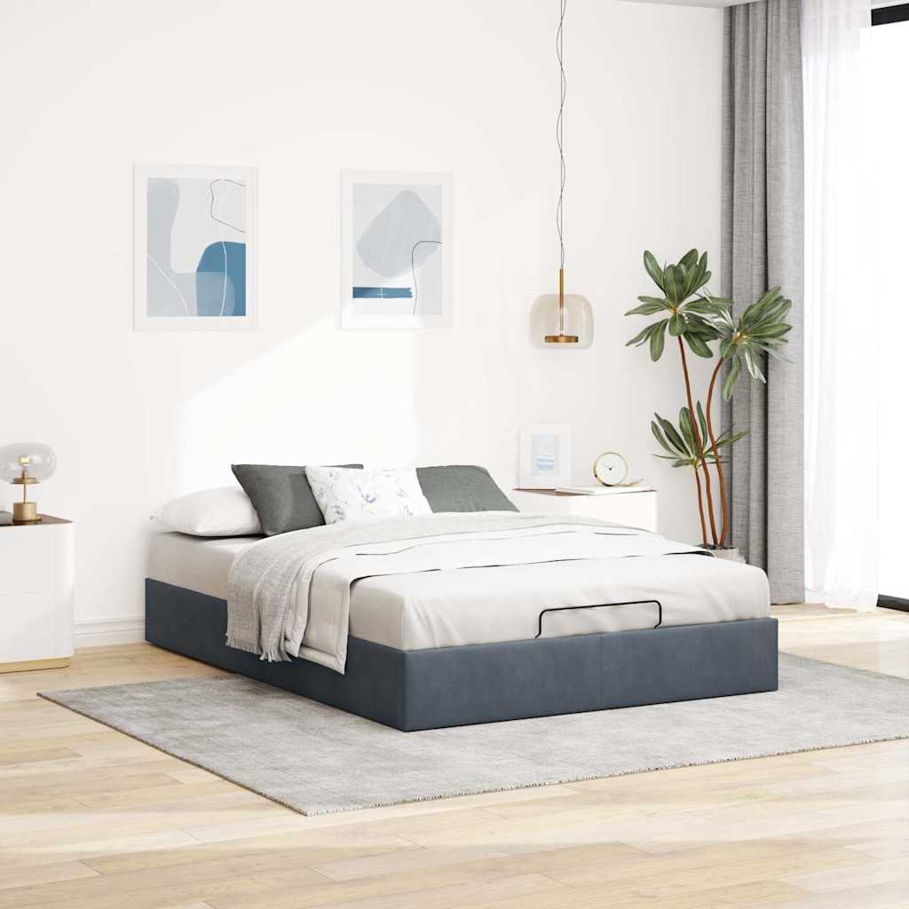 vidaXL Ottoman bedframe zonder matras 140x200 cm fluweel donkergrijs afbeelding