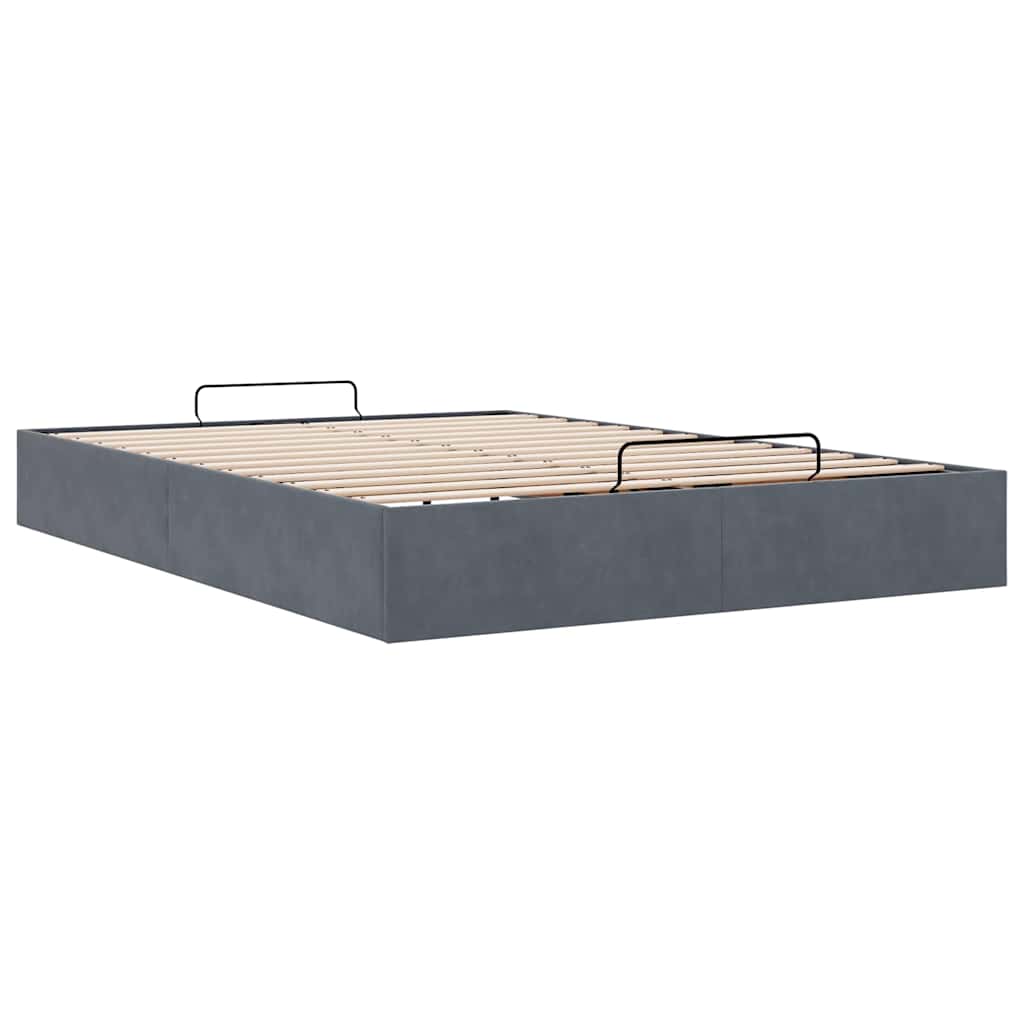 vidaXL Ottoman bedframe zonder matras 140x200 cm fluweel donkergrijs grijs, foto 4