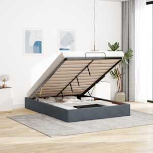 Otomanski posteljni okvir brez vzmetnice Temno siva 140x200 cm