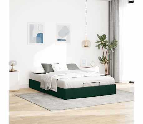 vidaXL Ottoman bedframe zonder matras 140x200 cm fluweel donkergroen
