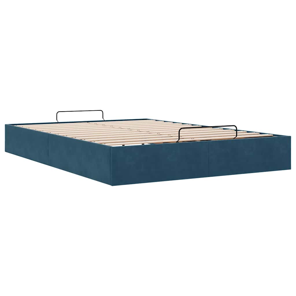 vidaXL Ottoman bedframe zonder matras 140x200 cm fluweel donkerblauw blauw, foto 4