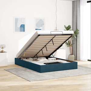 Otomanski posteljni okvir brez vzmetnice Temno modra 140x200 cm