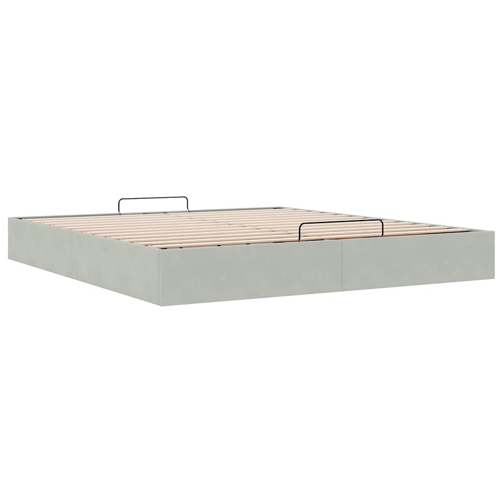 vidaXL Ottoman bedframe zonder matras 160x200 cm fluweel lichtgrijs grijs, foto 4
