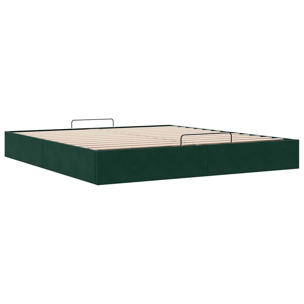 vidaXL Ottoman bedframe zonder matras 160x200 cm fluweel donkergroen groen, foto 4