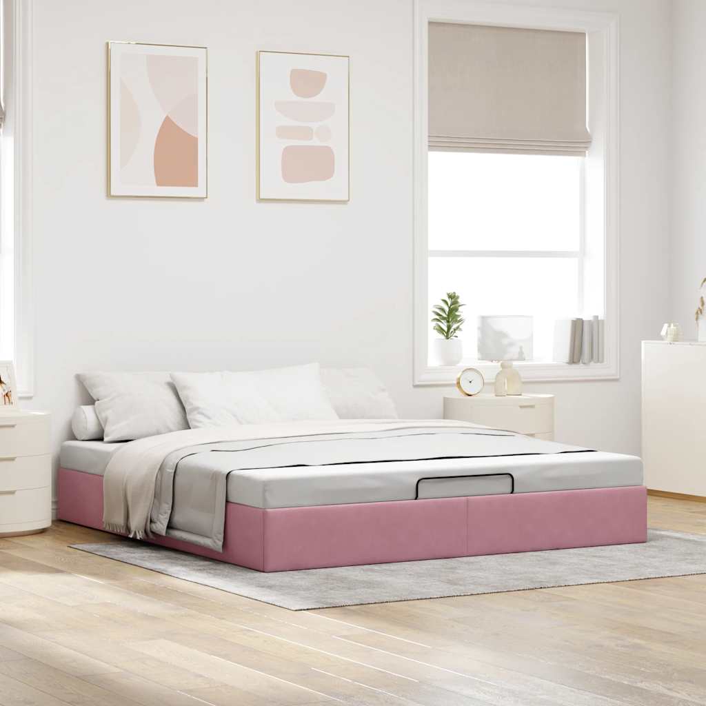 Thumbnail - vidaXL Ottoman-Bett ohne Matratze Rosa 160x200 cm Samt