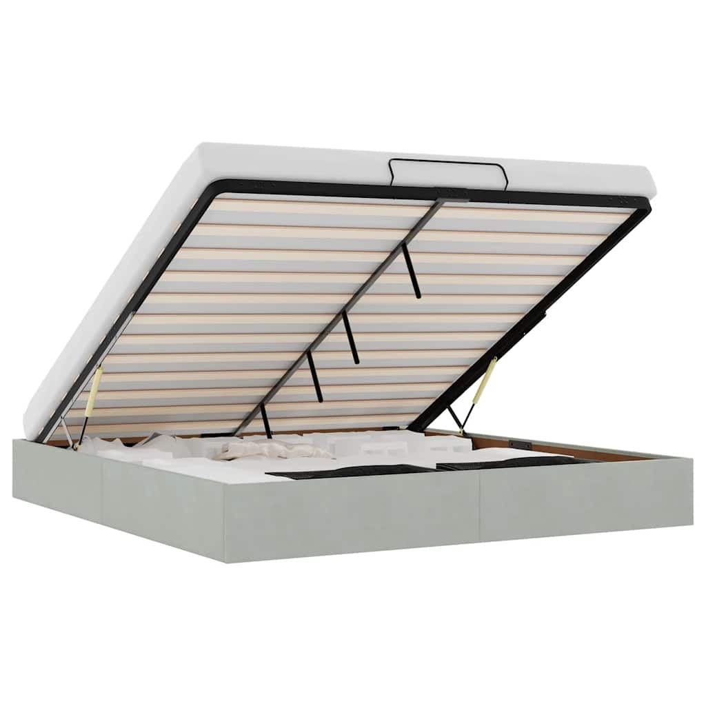 Thumbnail - vidaXL Ottoman-Bett ohne Matratze Hellgrau 180x200 cm Samt